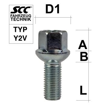 Image for Hjulbolt - Kulehode - M12x1,5 - 25 mm