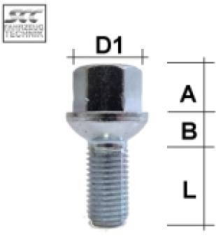 Image for Hjulbolt - Kulehode - M12x1,5 - 21 mm