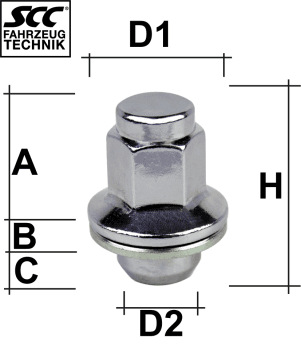 Hjulmutter  - Flat - M14x1,5 - 41 mm