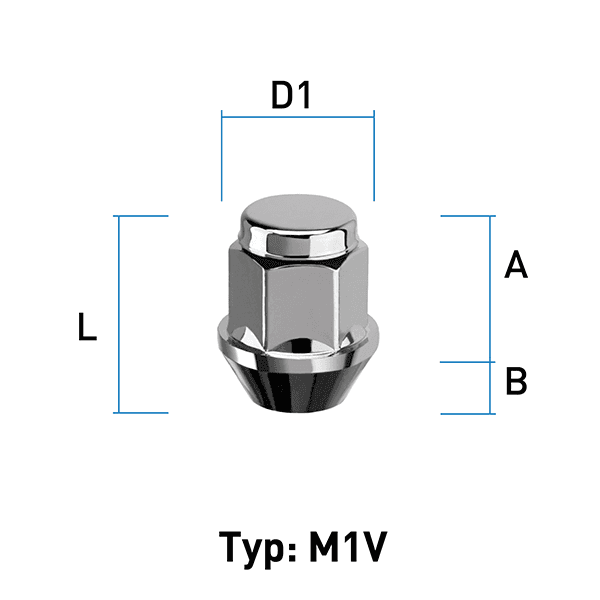 Hjulmutter - 60° Kon - M12x1,25 - 30 mm