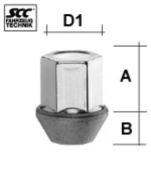 Hjulmutter - 60° Kon - M14x1,5 - 34 mm