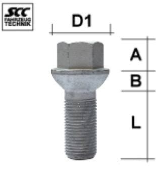 Hjulbolt - Kulehode - M14x1,25 - 29 mm