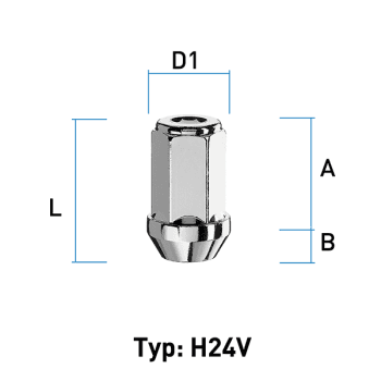 Hjulmutter - 60° Kon - M12x1,5 - 41 mm