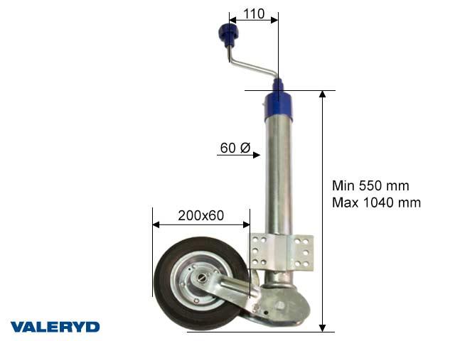 VALERYD STØTTEHJUL Ø60MM AUTOMATISK