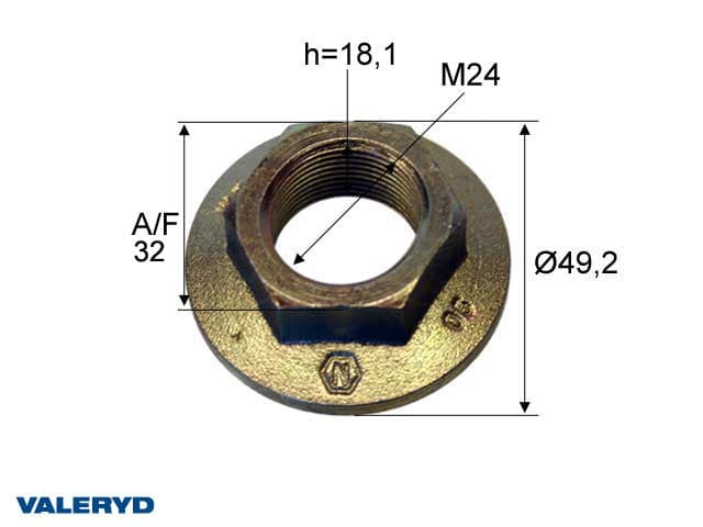 VALERYD FLENSMUTTER M24X1.5MM UNIVERSAL