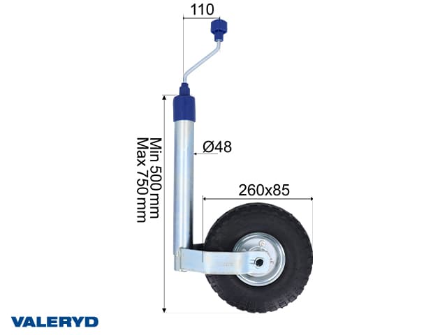 VALERYD STØTTEHJUL Ø48MM 136KG