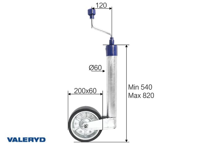 STØTTEHJUL Ø60 500KG 200X55